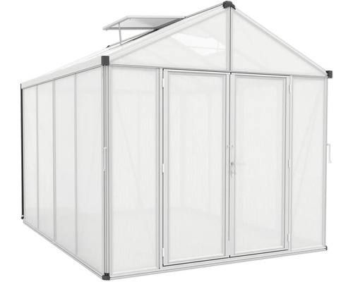 Skleník s dvojkrídlovými dverami a strešným oknom