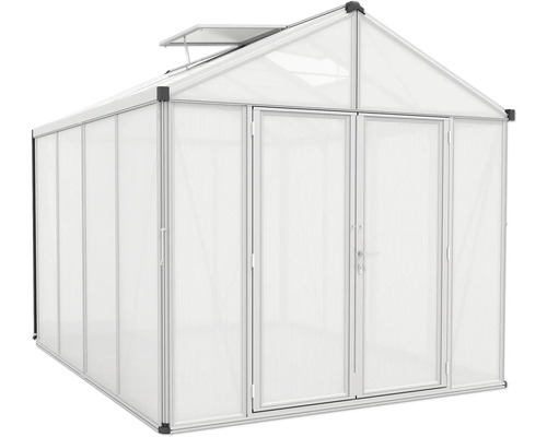 Skleník so strešným oknom a dvojkrídlovými dverami