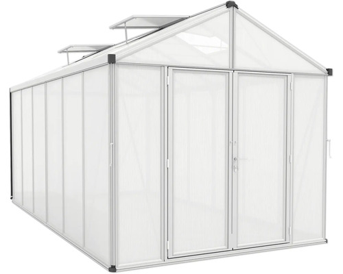 Skleník s hliníkovým rámom a priesvitnými stenami