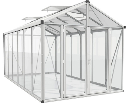 Skleník s hliníkovým rámom a sklenenými panelmi