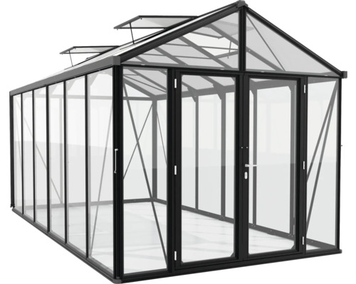 Skleník so sklom a kovovým rámom