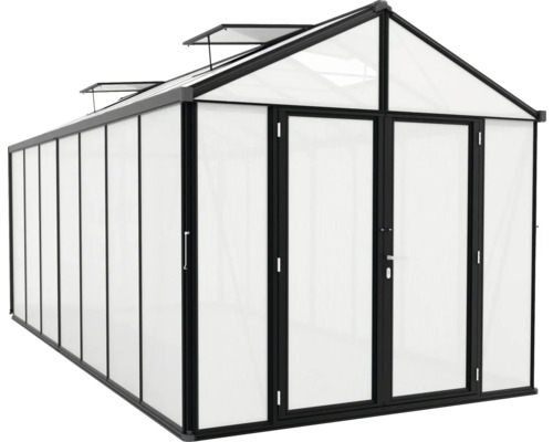 Skleník so strešnými oknami a dvojkrídlovými dverami