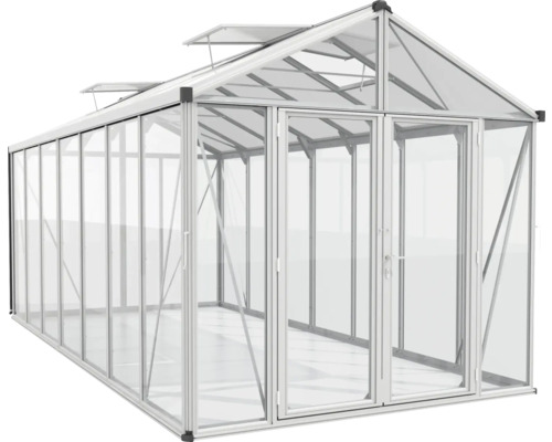 Skleník s hliníkovým rámom a sklenenými panelmi
