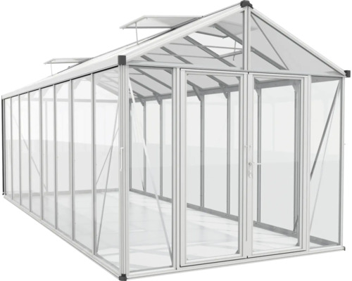 Skleník s hliníkovým rámom a sklenenými panelmi