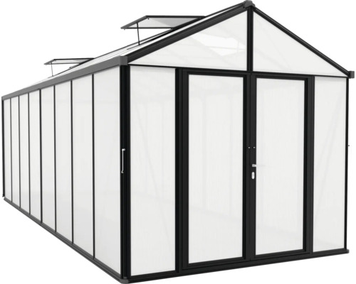 Skleník s dvojkrídlovými dverami a strešnými oknami