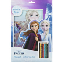 Omaľovánky Disney Frozen s postavičkami z filmu a pastelkami