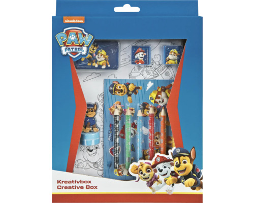 Kreatívny box Paw Patrol s maľovankou, ceruzkami a pečiatkami