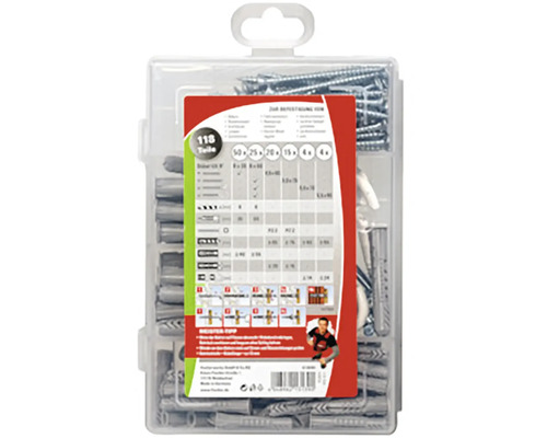 Sada 118 hmoždiniek a skrutiek v úložnom boxe