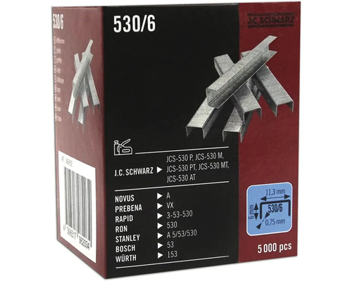 Spona 530/06 J.C.Schwarz, 5000 ks Balenie zošívacích sponiek typu 530/6 s 5000 kusmi