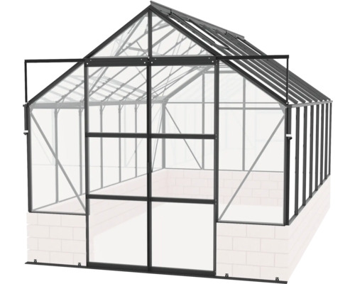 Skleník so sklenenými stenami a hliníkovým rámom