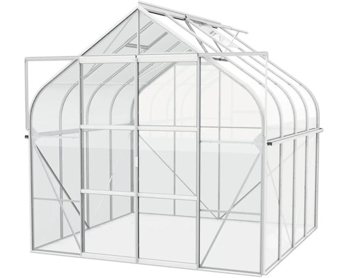 Skleník s otvorenými dverami a strešným oknom