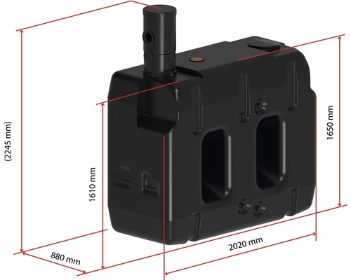 Obrázok nádrže s rozmermi.