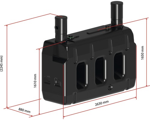 Čierna podzemná nádrž s rozmermi