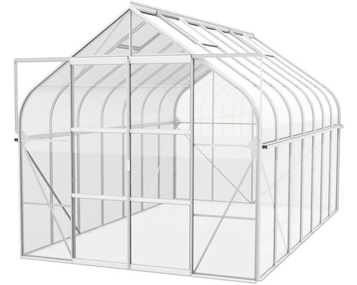 Skleník s otvorenými dverami.