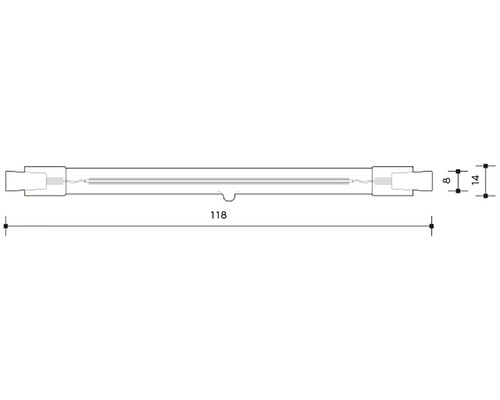 Technický nákres lampy s rozmermi