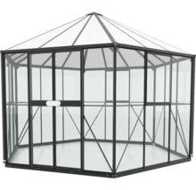 Skleník Vitavia Hera 9000 kombinácia skla a polykarbonátu 382x331 čierny vr. základového rámu