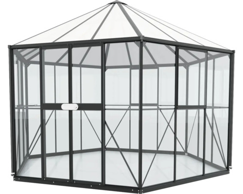 Skleník s rámom a sklenenými stenami