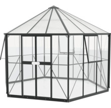 Skleník Vitavia Hera 9000 kombinácia skla a polykarbonátu 382x331 čierny vr. základového rámu