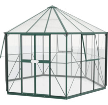 Skleník Vitavia Hera 9000 kombinácia skla a polykarbonátu 382x331 zelený vr. základového rámu