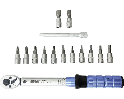 Sada momentového kľúča s rôznymi bitmi a predĺžením