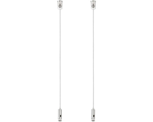 Dva kovové závesy lampy s priehľadnými káblami