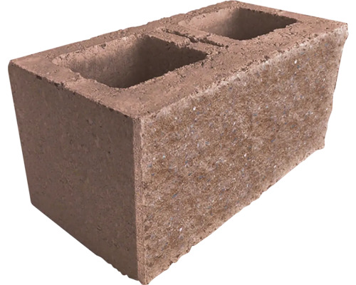 Plotová tvarovka Face Block 39 x 20 x 19 cm hnedá Jeden betónový blok s dvoma otvormi