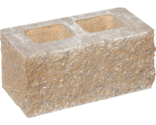 Plotová tvarovka Face Block 40 x 19,5 x 19 cm hnedá Betónový kameň s dvoma otvormi