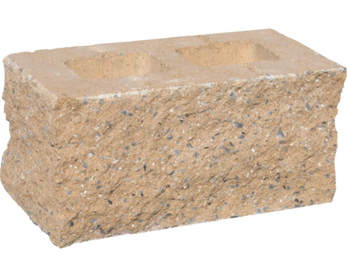 Plotová tvarovka Face Block 40 x 20 x 19 cm hnedá Betónový blok s dvoma otvormi