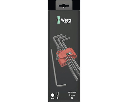 Sada uhlových kľúčov Wera Hex-Plus s deviatimi dielmi na obale
