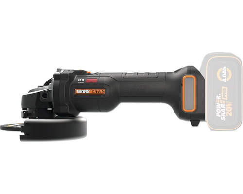 Aku uhlová brúska Worx Nitro WX814.9 20V Ø 125 mm s reguláciou otáčok bez aku a nabíjačky Akumulátorová uhlová brúska s logom Worx Nitro