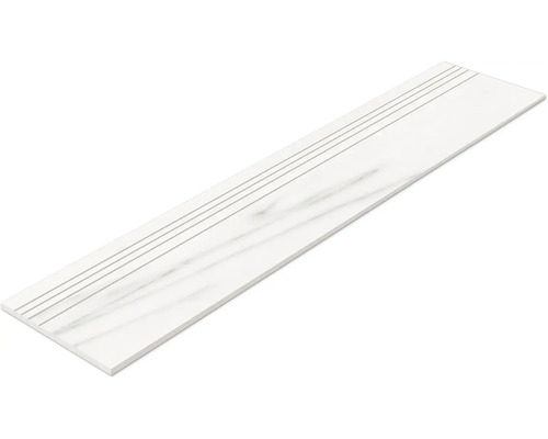 Biela schodová dlaždica s drážkami