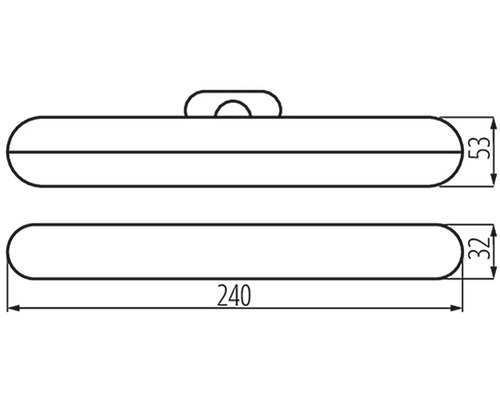 Technický nákres rukoväte s rozmermi 240, 53 a 32 milimetrov