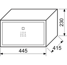 Obrázok trezora s rozmermi 445 x 415 x 230 mm.