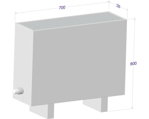 Radiátor s rozmermi 700 x 230 x 600 mm
