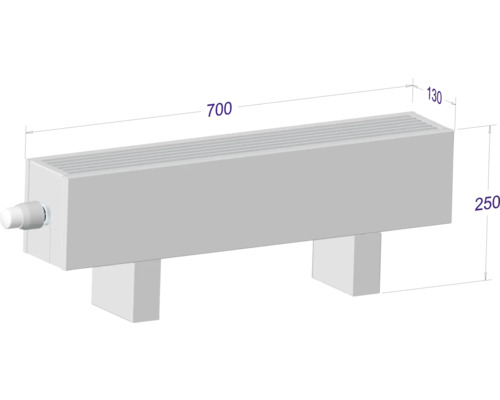 Radiátor s rozmermi 700 x 250 x 130 milimetrov