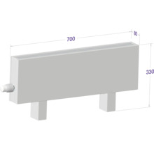 Radiátor s rozmermi 700 x 330 x 80 milimetrov.