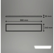 Technický nákres LED svietidla s rozmermi 980 mm dĺžka, 240 mm šírka a 30 mm výška.