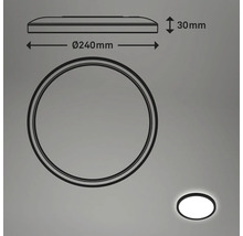 Nákres okrúhleho stropného svietidla s rozmermi 240 mm v priemere a 30 mm na výšku.