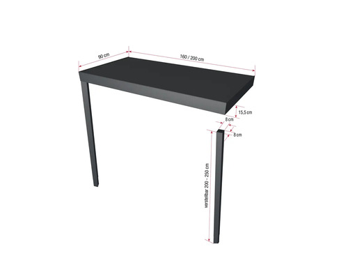 Stolová doska s nohami a rozmermi