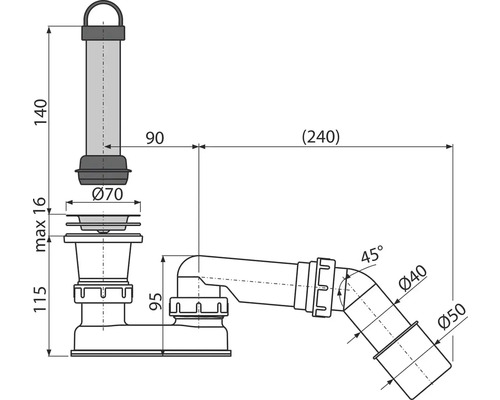 Nákres sifónu s rozmermi