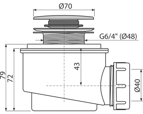 Technický nákres výpustného ventilu s rozmermi