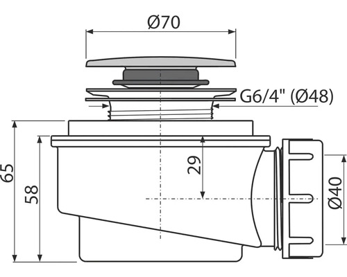 Technický nákres odtokovej súpravy s rozmermi