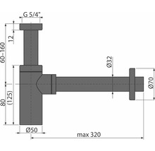Nákres sifónu s rozmermi