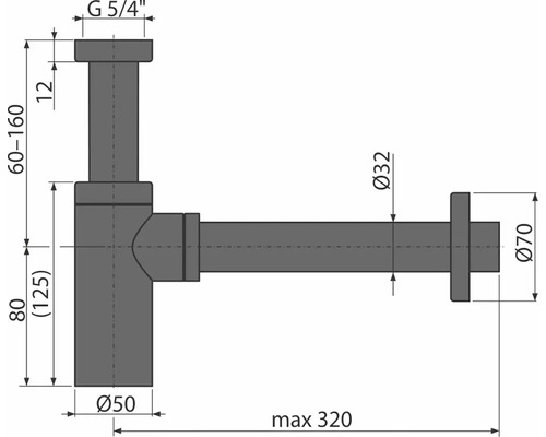 Nákres sifónu s rozmermi