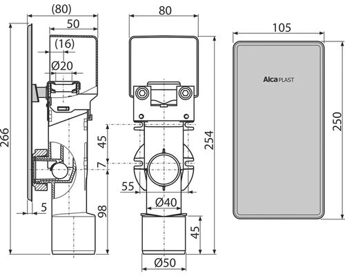 Technický nákres splachovacej nádrže s rozmermi