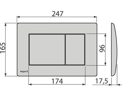 Technický nákres ovládacieho panela s rozmermi