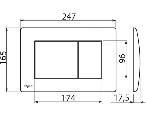 Technický nákres ovládacieho panela s rozmermi