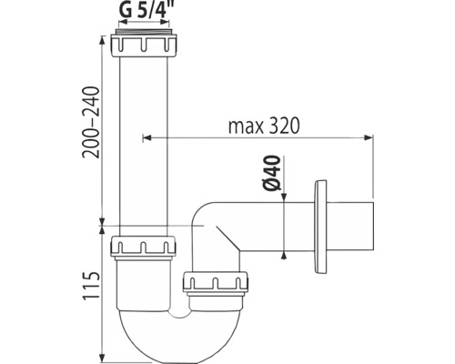 Obrázok sifónu s rozmermi