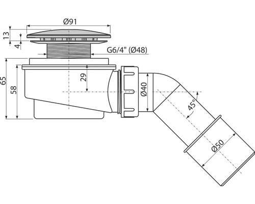 Technický výkres odtoku s rôznymi rozmermi