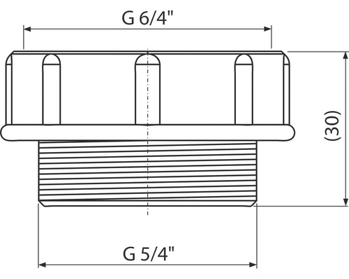 Technický nákres uzatváracej zátky s rozmermi G 6/4 palca a G 5/4 palca